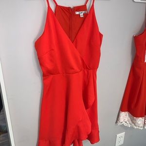 Bright orange ruffle dress